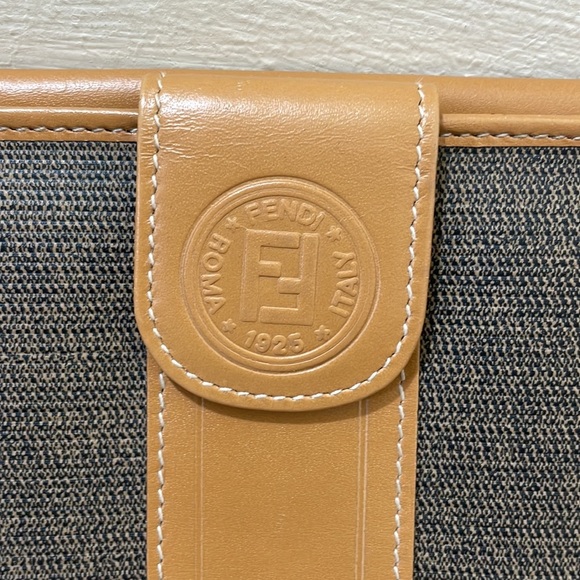 Vintage FENDI Penguins Wide Stripe Brown& Black Canvas Wallet - Picture 4 of 16